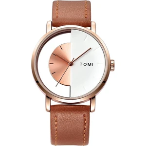 Toni T080 Yarı Saydam Kol Saati - Altın Rengi Kasa ve Kahverengi Kayış (Yurt Dışından)