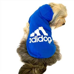 Saks Mavi Adidog Kapşonlu Duo Köpek Sweatshirt Köpek Kazağı S