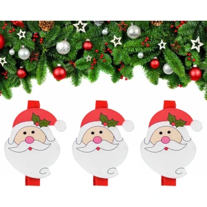 Yılbaşı Noel Baba Desenli Dekoratif Mandal 6'lı