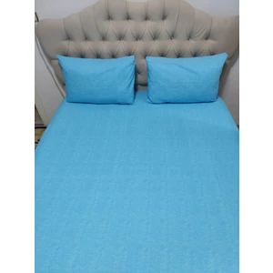 Çift Kişilik Ranforce Turkuaz Lastikli Çarşaf + 2 Adet Yastık Kılıfı