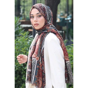 Paisley Desen Kahverengi Pamuk Şal
