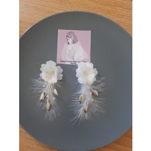 Kontes Gelin Tacı Saç Aksesuarı ve Küpe