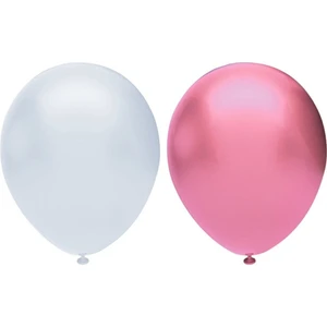 Bal10 Dünyası Metalik Balon Seti 20 Adet ( Beyaz, Pembe)