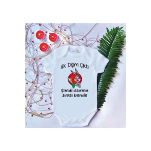 Bebek Baskılı Ilk Dişim Çıktı Bugs Bunny Pamuklu Çıtçıtlı Body Zıbın
