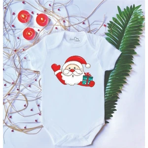 Bebek Baskılı Yılbaşı Noel BABAPamuklu Çıtçıtlı Body Zıbın