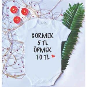 Bebek Baskılı Görmek 5 Tl Öpmek 10 Tl Pamuklu Çıtçıtlı Body Zıbın