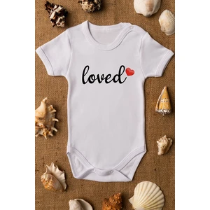 Beyaz Bebek Loved Baskılı Çıtçıtlı Body