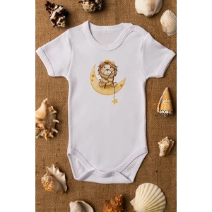 Bebek Aslan Baskılı Beyaz Çıtçıtlı Body