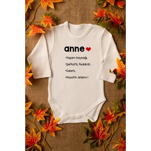 Anne Yazılı Organik Baskılı Bebek Body Pamuklı Zıbın
