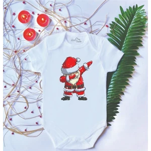 Unisex Bebek Baskılı Noel Baba Pamuklu Çıtçıtlı Body Zıbın