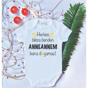 Unisex Bebek Baskılı Anneanne Pamuklu Çıtçıtlı Body Zıbın