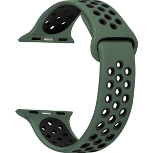 Apple Watch Uyumlu Series 7 45MM Rainbow Sport Band Kordon Yeşil Siyah