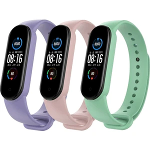 Xiaomi Mi Band 5 ve 6 Uyumlu Kordon Seti 3lü - Nil Yeşili/leylak/rose Gold
