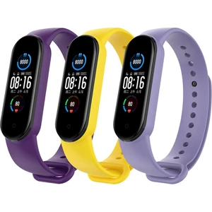 Xiaomi Mi Band 5 ve 6 Uyumlu Kordon Seti 3lü - Leylak/sarı/düz