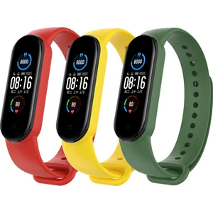 Xiaomi Mi Band 5 ve 6 Uyumlu Kordon Seti 3lü - Kırmızı/sarı/asker Yeşili