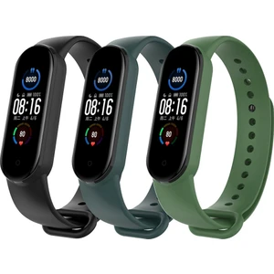 Xiaomi Mi Band 5 ve 6 Uyumlu Kordon Seti 3lü - Siyah/asker Yeşili/lansman Yeşili
