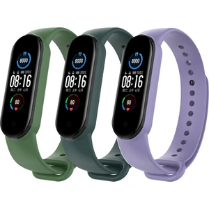 Xiaomi Mi Band 5 ve 6 Uyumlu Kordon Seti 3lü - Asker Yeşili/lansman Yeşili/leylak