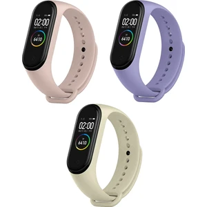 Xiaomi Mi Band 3/4 Uyumlu Silikon Kordon Seti 3 Adet - Bej/rose Gold/leylak