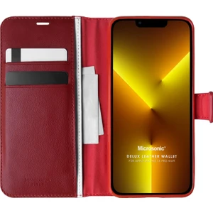 Apple iPhone 13 Pro Max Kılıf Delux Leather Wallet Kırmızı