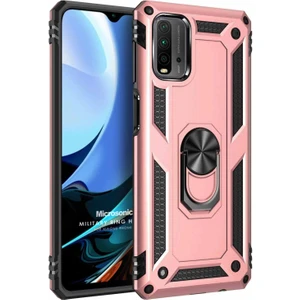 Xiaomi Redmi 9t Kılıf Military Ring Holder Rose Gold