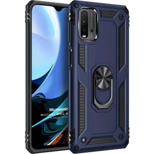 Xiaomi Redmi 9t Kılıf Military Ring Holder Lacivert