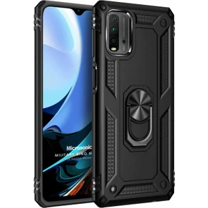 Xiaomi Redmi 9t Kılıf Military Ring Holder Siyah