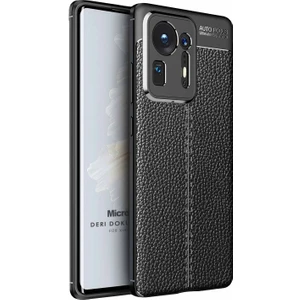 Xiaomi Mi Mix 4 Kılıf Deri Dokulu Silikon Siyah