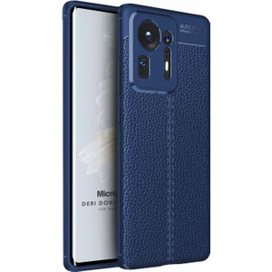 Xiaomi Mi Mix 4 Kılıf Deri Dokulu Silikon Lacivert