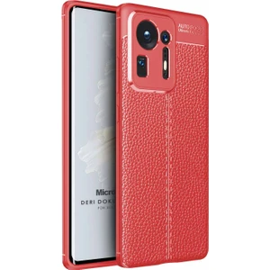 Xiaomi Mi Mix 4 Kılıf Deri Dokulu Silikon Kırmızı