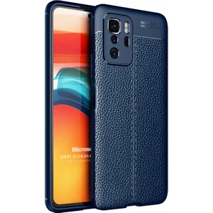 Xiaomi Poco X3 Gt Kılıf Deri Dokulu Silikon Lacivert