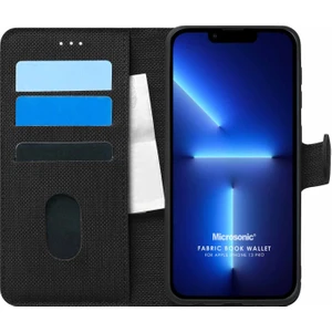 Appple iPhone 13 Pro Kılıf Fabric Book Wallet Siyah