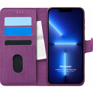 Appple iPhone 13 Pro Kılıf Fabric Book Wallet Mor