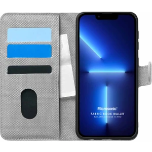 Appple iPhone 13 Pro Kılıf Fabric Book Wallet Gri