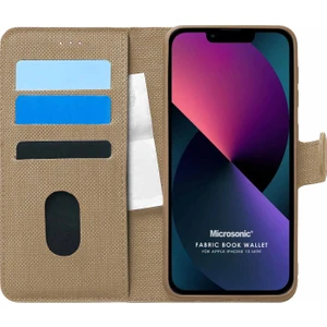 Appple iPhone 13 Mini Kılıf Fabric Book Wallet Gold