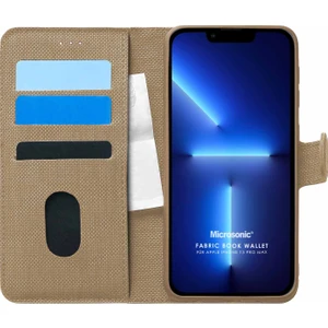 Appple iPhone 13 Pro Max Kılıf Fabric Book Wallet Gold
