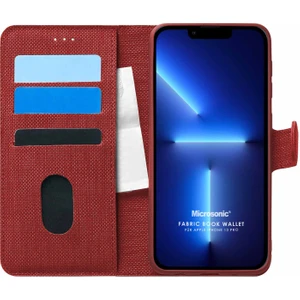 Appple iPhone 13 Pro Kılıf Fabric Book Wallet Kırmızı