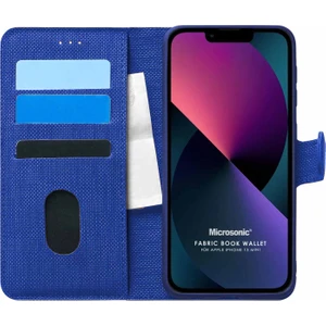 Appple iPhone 13 Mini Kılıf Fabric Book Wallet Lacivert