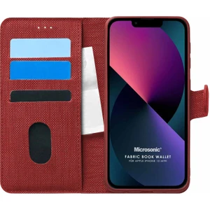 Appple iPhone 13 Mini Kılıf Fabric Book Wallet Kırmızı