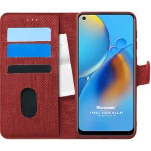 Oppo A74 4g Kılıf Fabric Book Wallet Kırmızı