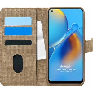 Oppo A74 4g Kılıf Fabric Book Wallet Gold