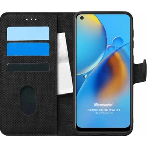 Oppo A74 4g Kılıf Fabric Book Wallet Siyah