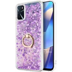 Oppo A16 Kılıf Glitter Liquid Holder Mor