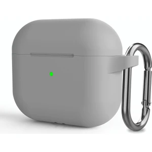 Apple Airpods 3 Askılı Mat Silikon Kılıf Gri