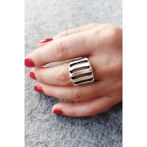 Fildişi Aksesuar Antik Gümüş Kaplama Dörtgenler Şekilli El Yapımı Ayarlanabilir Yüzük