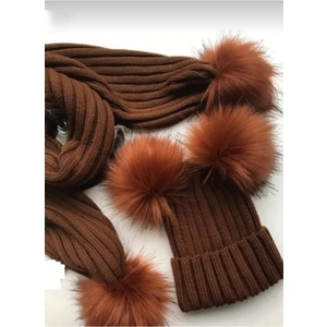 Crystal Shop Çift Ponponlu Unisex Çocuk Atkı ve Bere Takımı