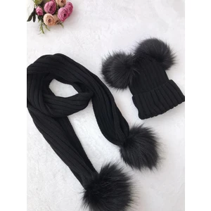 Crystal Shop Çift Ponponlu Çocuk Atkı ve Bere Takımı