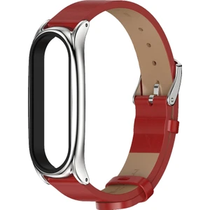 Xiaomi Mi Band Için Metal Kabuk ile Çılgın At Kayışı 6/5/4/3 Kahverengi Gümüş (Yurt Dışından)