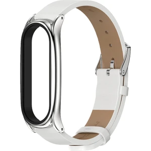 Xiaomi Mi Band Için Metal Kabuk ile Çılgın At Kayışı 6/5/4/3 Kahverengi Gümüş (Yurt Dışından)