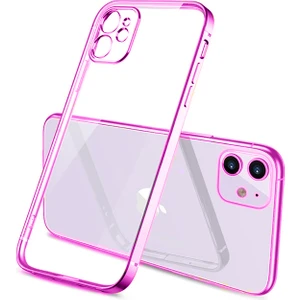 Apple iPhone 11 6.1inç Renkli Kenar Şeffaf Kılıf Kamera Korumalı Silikon Kılıf