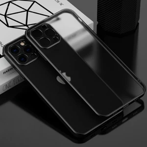 Apple iPhone 12 Pro Max 6.7inç Renkli Kenar Şeffaf Kılıf Kamera Korumalı Kılıf